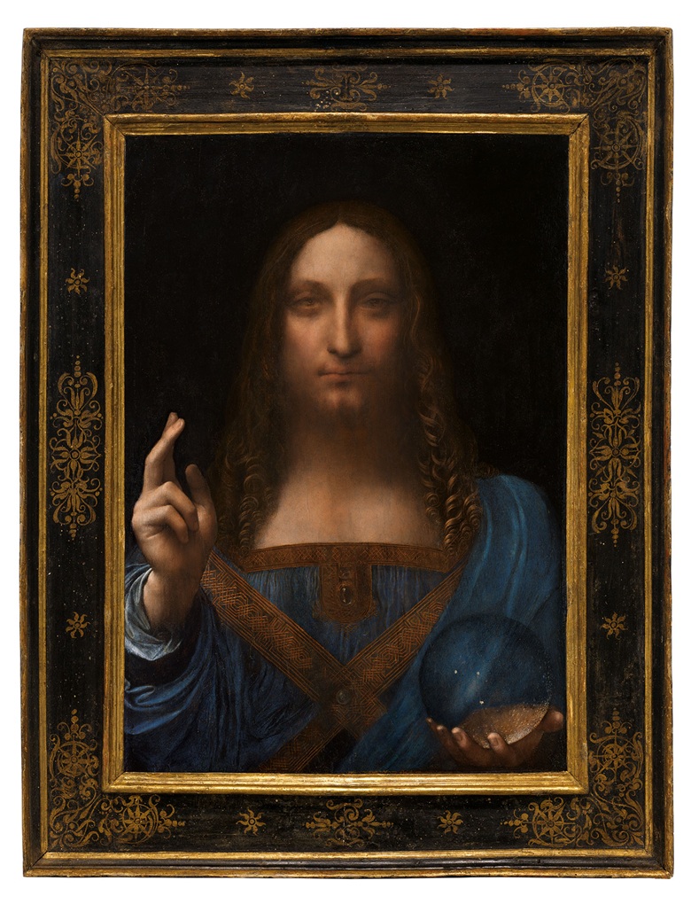 Leonardo da Vinci (1452-1519), Salvator Mundi, painted circa 1500. Oil on walnut panel. Panel dimensions: 25 13/16 x 17 15/16 in (65.5 x 45.1 cm) 
